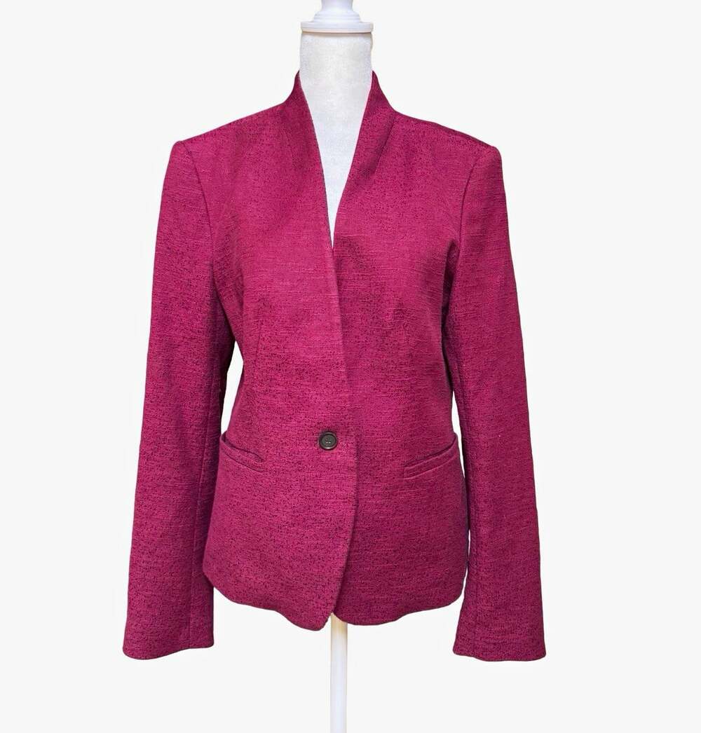 LOFT Women’s Size 8 Burgundy Wine Blazer Cotton Blend One Button Career Jacket